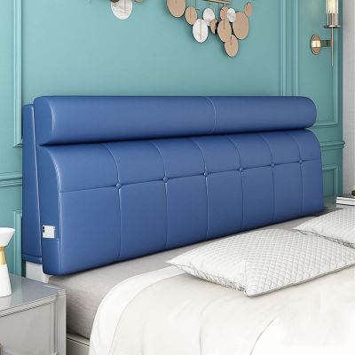 ZZYK Modern Faux Leather Upholstered Headboard Queen Size Tufted Button Headboard Full Size Headboards for Home Bedroom Bench Soft Case Cushion,Blue,78.7"/200cm(King)