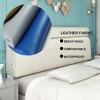 ZZYK Modern Faux Leather Upholstered Headboard Queen Size Tufted Button Headboard Full Size Headboards for Home Bedroom Bench Soft Case Cushion,Blue,78.7"/200cm(King) view 3