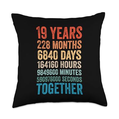 19 Years Anniversary He You Couple 19th Wedding Throw Pillow