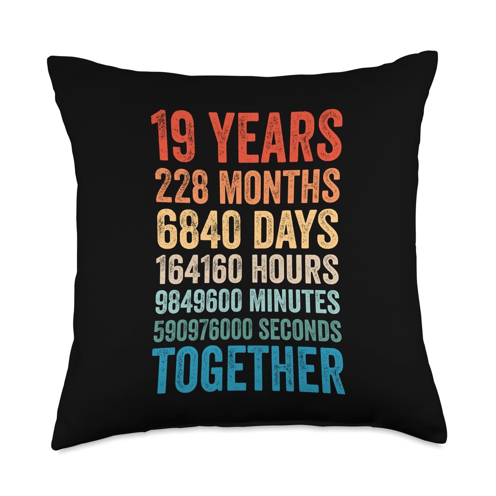 19 Years Anniversary He You Couple 19th Wedding Throw Pillow