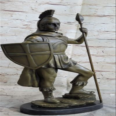 EUROPEAN BRONZE Greek Military Roman Warrior Soldier Bronze Statue in Marbel Base Art Decor Gift Handmade