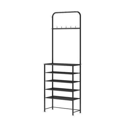 HUHAORAN2021 Shoe Rack 5-Tier Shoe Rack for Living Room Entryway Hallway and Cloakroom Easy to Assemble Large Capacity Metal Storage Shelves Shoe Organizer (Color : Black)