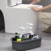 Large Cleaning Supplies Caddy Portable Shower Basket Supply Organizer with Handle Plastic Bucket Tool Storage for Bathroom, Bedroom, Kitchen, College Dorm, Garden, Dark Gray 2 Pack view 4