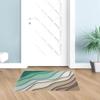 Abstract Modern Geometric Brown Art Kitchen Bath Shower Door Welcome Mat for Bedroom/Living/Laundry Room,Washable Bathroom Bathtub Runner Rug,Ombre Green White Ocean Seawaves,Outdoor Doormat,24"x35" view 3