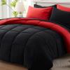 Anluoer King Size Comforter Set 7 Pieces, Reversible Bed in a Bag King Size,Lightweight Bedding Set with 1 Comforter(102*90") , 2 Pillow Shams, 2 Pillowcases, 1 Flat Sheet , 1 Fitted Sheet,Red & Black view 1