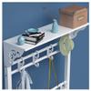 GXFWJD Coat Rack Shoe Bench Industrial Hall Tree with Storage Shelf Entryway Bench with Hooks 4 in 1 Design with Metal Frame Easy Assembly (Color : Black Blue, Size : 60x30x172cm) view 4