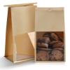 Aekahtay 50pcs Bakery Bags with Window, 5.1x4.3x11 Inches Cookie Bags for Packaging, Brown Kraft Paper Tin Tie Tab Lock Bag for Bun, Candy, Nuts, Coffee Bean, Cookie for Gift Giving view 1
