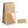 Aekahtay 50pcs Bakery Bags with Window, 5.1x4.3x11 Inches Cookie Bags for Packaging, Brown Kraft Paper Tin Tie Tab Lock Bag for Bun, Candy, Nuts, Coffee Bean, Cookie for Gift Giving view 2