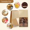 Aekahtay 50pcs Bakery Bags with Window, 5.1x4.3x11 Inches Cookie Bags for Packaging, Brown Kraft Paper Tin Tie Tab Lock Bag for Bun, Candy, Nuts, Coffee Bean, Cookie for Gift Giving view 3