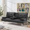 Anwick Modern Leather Futon Sofa Bed,Convertible Folding Couch Recliner Sleeper Loveseat for Small Space,Apartment,Office,Dorm,with Cup Holders and Removable Armrest (Black) view 1