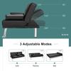 Anwick Modern Leather Futon Sofa Bed,Convertible Folding Couch Recliner Sleeper Loveseat for Small Space,Apartment,Office,Dorm,with Cup Holders and Removable Armrest (Black) view 2