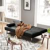 Anwick Modern Leather Futon Sofa Bed,Convertible Folding Couch Recliner Sleeper Loveseat for Small Space,Apartment,Office,Dorm,with Cup Holders and Removable Armrest (Black) view 3