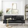 Anwick Modern Leather Futon Sofa Bed,Convertible Folding Couch Recliner Sleeper Loveseat for Small Space,Apartment,Office,Dorm,with Cup Holders and Removable Armrest (Black) view 4