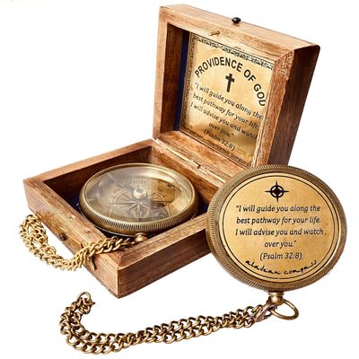Divine Path Engraved Compass - I Will Guide You - Psalm 32:8" Quote | Inspirational Gifts for Men Women, Uplifting Spiritual Heavenly Faith Gift Boys Girls (Providence of God)