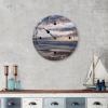 Alioyoit Wood Tide Clock Sunset Ocean Time Coastal Wall Wooden Clock Moon Tide Nautical Tide Movement Clock Summer Season Decor for Beach House Porch view 4