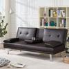 Anwick Modern Leather Futon Sofa Bed,Convertible Folding Couch Recliner Sleeper Loveseat for Small Space,Apartment,Office,Dorm,with Cup Holders and Removable Armrest (Brown) view 1