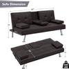 Anwick Modern Leather Futon Sofa Bed,Convertible Folding Couch Recliner Sleeper Loveseat for Small Space,Apartment,Office,Dorm,with Cup Holders and Removable Armrest (Brown) view 2