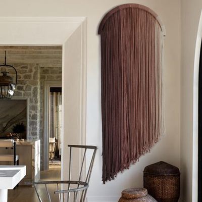Macrame Boho Wall Decor - Pink Yarn Wall Hanging, 20" Circle Hoop