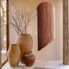 Macrame Boho Wall Decor - Pink Yarn Wall Hanging, 20" Circle Hoop view 2