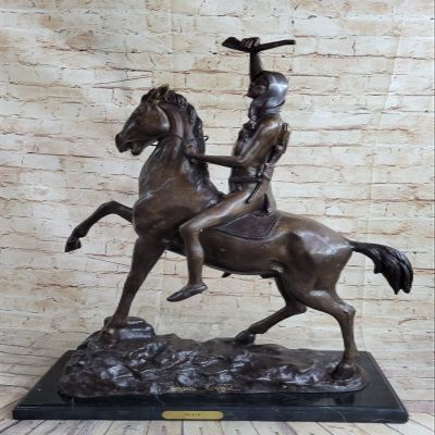EUROPEAN BRONZE Frederic Remington Western Cowboy Horse Rodeo Bronze Sculpture Figurine Artwork