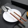 Silverware Flatware Cutlery Set, 16pcs Stainless Steel Imitation Wooden Handle Cutlery Set Dinnerware Tableware Knife Fork Tea Spoon Silverware set (Color : Gold) view 3