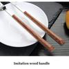 Silverware Flatware Cutlery Set, 16pcs Stainless Steel Imitation Wooden Handle Cutlery Set Dinnerware Tableware Knife Fork Tea Spoon Silverware set (Color : Gold) view 4