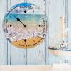 Alioyoit Wooden Wall Tide Clock Beach Ocean Time Coastal Clock Moon Tidal Prediction Clock with High and Low Tide Nautical Tide Movement Clock for Beach House Deck Ship Summer Decoration view 3