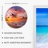 Alioyoit Tide Clock Sunset Ocean Time Moon Tidal Clock Coastal Clock with High and Low Tide Nautical Tide Movement Clock for Beach House Deck Hello Summer Decor Novelty Gift for Surfing Lover view 2