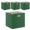 Fboxac Cube Storage Bins 1313 Linen Foldable Box with Handles, Collapsible Organization Basket Set of 4 Large Capacity Drawer for Closet Shelf Cabinet Bookcase Bedroom, Grass Green view 1