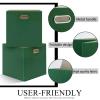 Fboxac Cube Storage Bins 1313 Linen Foldable Box with Handles, Collapsible Organization Basket Set of 4 Large Capacity Drawer for Closet Shelf Cabinet Bookcase Bedroom, Grass Green view 2