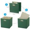 Fboxac Cube Storage Bins 1313 Linen Foldable Box with Handles, Collapsible Organization Basket Set of 4 Large Capacity Drawer for Closet Shelf Cabinet Bookcase Bedroom, Grass Green view 3