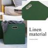Fboxac Cube Storage Bins 1313 Linen Foldable Box with Handles, Collapsible Organization Basket Set of 4 Large Capacity Drawer for Closet Shelf Cabinet Bookcase Bedroom, Grass Green view 4