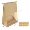 AeKahtay 50 Pack Bakery Bags with Window, 11.4"x8.7"x4.3" Large Paper Bread Bags for Homemade Bread, Tin Tie Tab Lock Brown Window Bag for Toast, Cookie, Loaf, Candy, Sugar, Nuts view 2