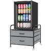 DHMAKER Mini Fridge Stand with Storage, 2 Drawer Fridge Organizer with Metal Frame, Over Refrigerator Stand with 4 Swivel Wheels, Microwave Fridge Cart for Doorm Kitchen view 1