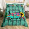 Erosebridal Camping Decor Duvet Cover King,Camper Bedding Set Green Wooden Plank Cabin Comforter Cover for Girls Women,Rustic Happy Camping Quilt Cover Retro Camp Travel Car Bedroom Decor view 1