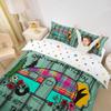 Erosebridal Camping Decor Duvet Cover King,Camper Bedding Set Green Wooden Plank Cabin Comforter Cover for Girls Women,Rustic Happy Camping Quilt Cover Retro Camp Travel Car Bedroom Decor view 3