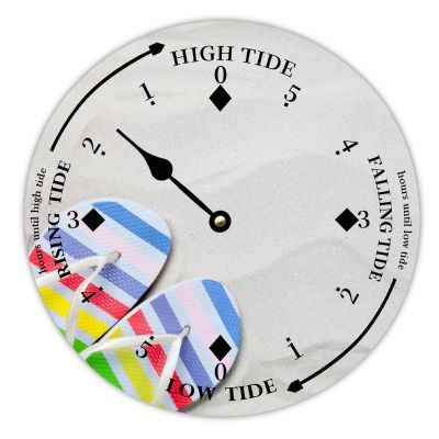 Alioyoit Wall Tide Clock Moon Tidal Hello Summer Ocean Time Coastal Wall Wooden Clock with High and Low Tide Nautical Tide Movement Clock Wall Hanging Decor for Beach House Terrace