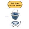 SAMMART 8.5L (2.2 Gallon) Collapsible Square Handy Bucket/Foldable SquareWater Pail/Portable Tub with Handle. Size 31cm (Square) (Grey/Steel Blue) view 3