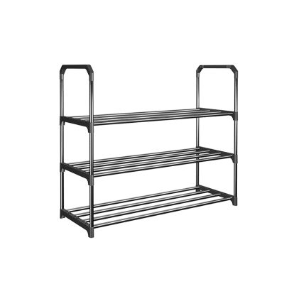 HUHAORAN2021 Shoe Rack 3-Tier Metal Shoe Rack Shoe Storage Organiser Easy to Assemble Multi-Functional Shoe Tower Shelf Save Space Black Shoe Organizer