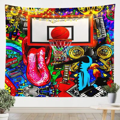 Basketball Tapestries Sports Gaming Tapestry Colorful Graffiti Wall Hanging Art Bedroom Aesthetic Funny Tapestries for Men Boys Living Room College Dorm 59.1x59.1