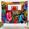 Basketball Tapestries Sports Gaming Tapestry Colorful Graffiti Wall Hanging Art Bedroom Aesthetic Funny Tapestries for Men Boys Living Room College Dorm 59.1x59.1 view 1