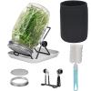 Lulonpon Sprouting Kit, One Pieces Seed Sprouting Jar Kit, Wide Mouth Quart Mason Jars with 304 Stainless Steel Screen Sprout Lids,86mm Caliber with Tray,Stand,Shading Bag and Brush,for Bean Sprouts view 1