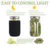 Lulonpon Sprouting Kit, One Pieces Seed Sprouting Jar Kit, Wide Mouth Quart Mason Jars with 304 Stainless Steel Screen Sprout Lids,86mm Caliber with Tray,Stand,Shading Bag and Brush,for Bean Sprouts view 2