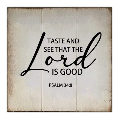 Alioyoit Retro Rustic Style Wood Sign with Bible Verse Taste and See That the Lord is Good Wall Decorate Wooden Plaque for Living Room Dinning Room Kitchen Farmhouse Home Decor 16x16inch