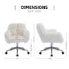 Goujxcy Upholstered Velvet Seashell Accent Chair, Rolling Swivel Office Vanity Chair Cute Decorative, Armless Stylish Comfy, Adjustable Height for Girls Bedroom/Study Room (White2) view 2