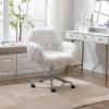 Goujxcy Upholstered Velvet Seashell Accent Chair, Rolling Swivel Office Vanity Chair Cute Decorative, Armless Stylish Comfy, Adjustable Height for Girls Bedroom/Study Room (White2) view 3