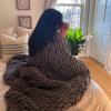Gruytoie Chenille Chunky Knit Throw Blanket, Handmade Warm Soft Cozy Thick Yarn Knitted Crochet Blanket, for Bed Sofa Couch Home Decor Gift view 4