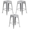 Home Square 24" Metal Backless Counter Stool in Silver - Set of 3 view 1