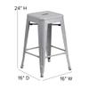 Home Square 24" Metal Backless Counter Stool in Silver - Set of 3 view 2