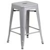 Home Square 24" Metal Backless Counter Stool in Silver - Set of 3 view 4